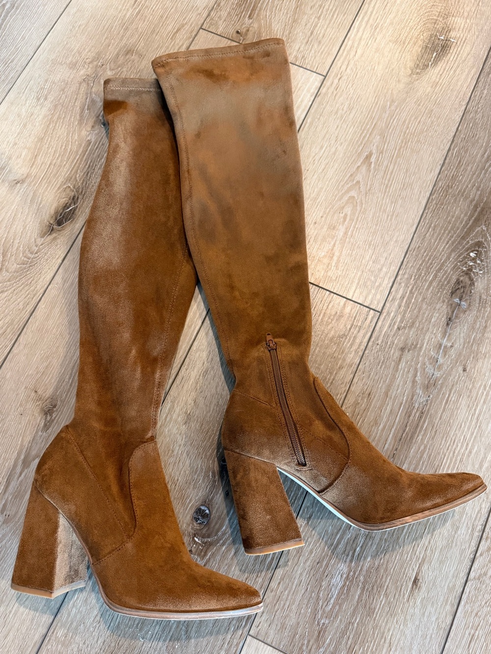 Steve Madden Tava Over The Knee Boots in Brown Suede Camel Cognac Color Size 7